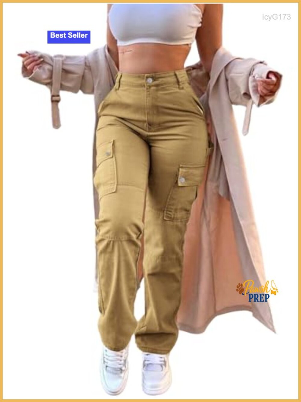 High Waisted Cargo Pants with 6 Pockets Straight Leg Stretchy Work Pants